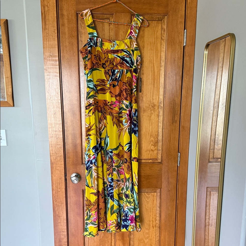Vince Camuto Rust Playful Paisley Maxi Dress with Pink & Yellow Accents